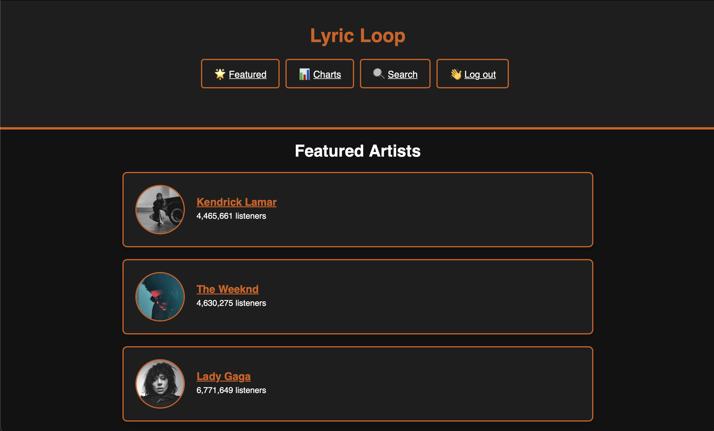 Lyric Loop Homepage