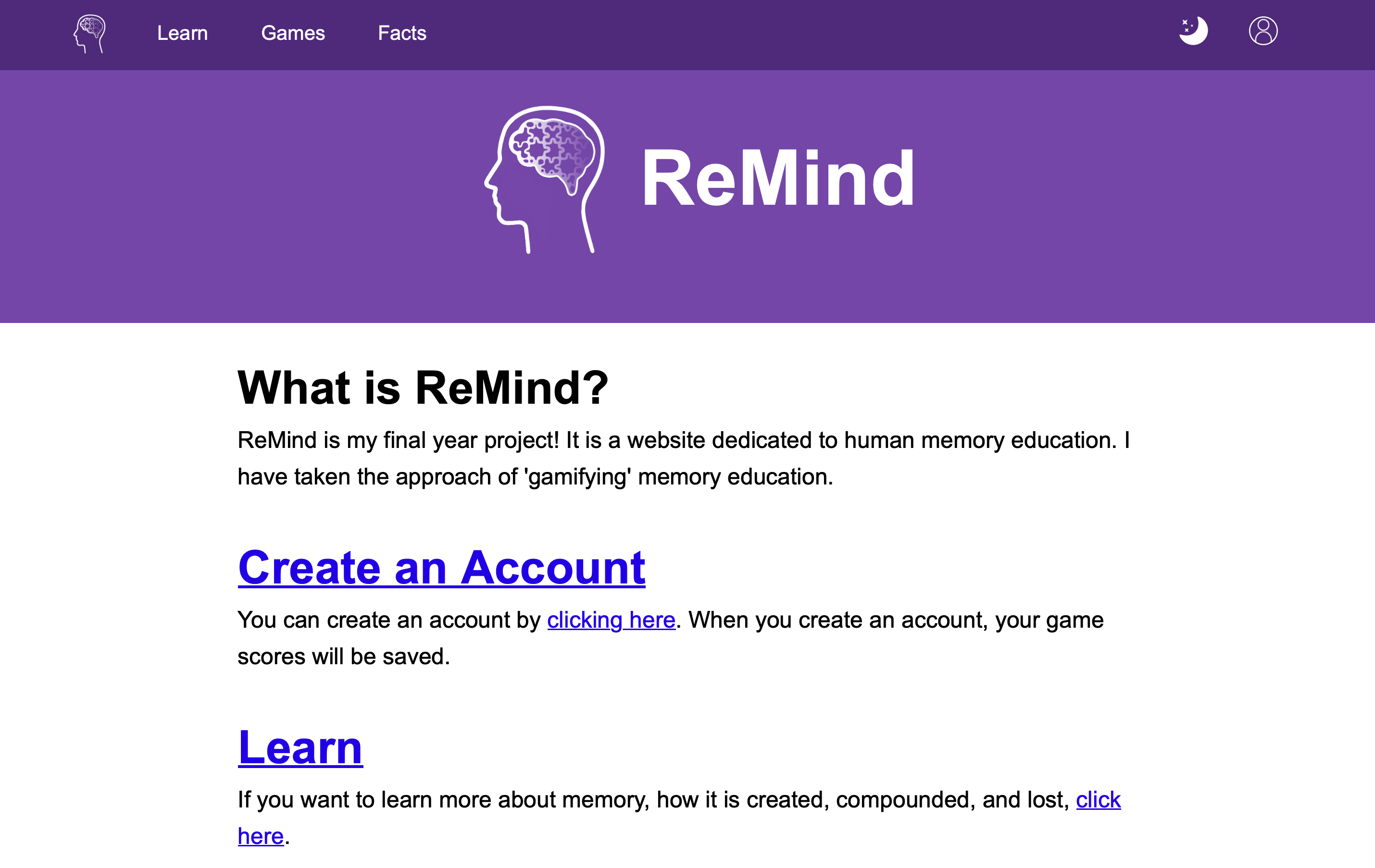 ReMind Homepage