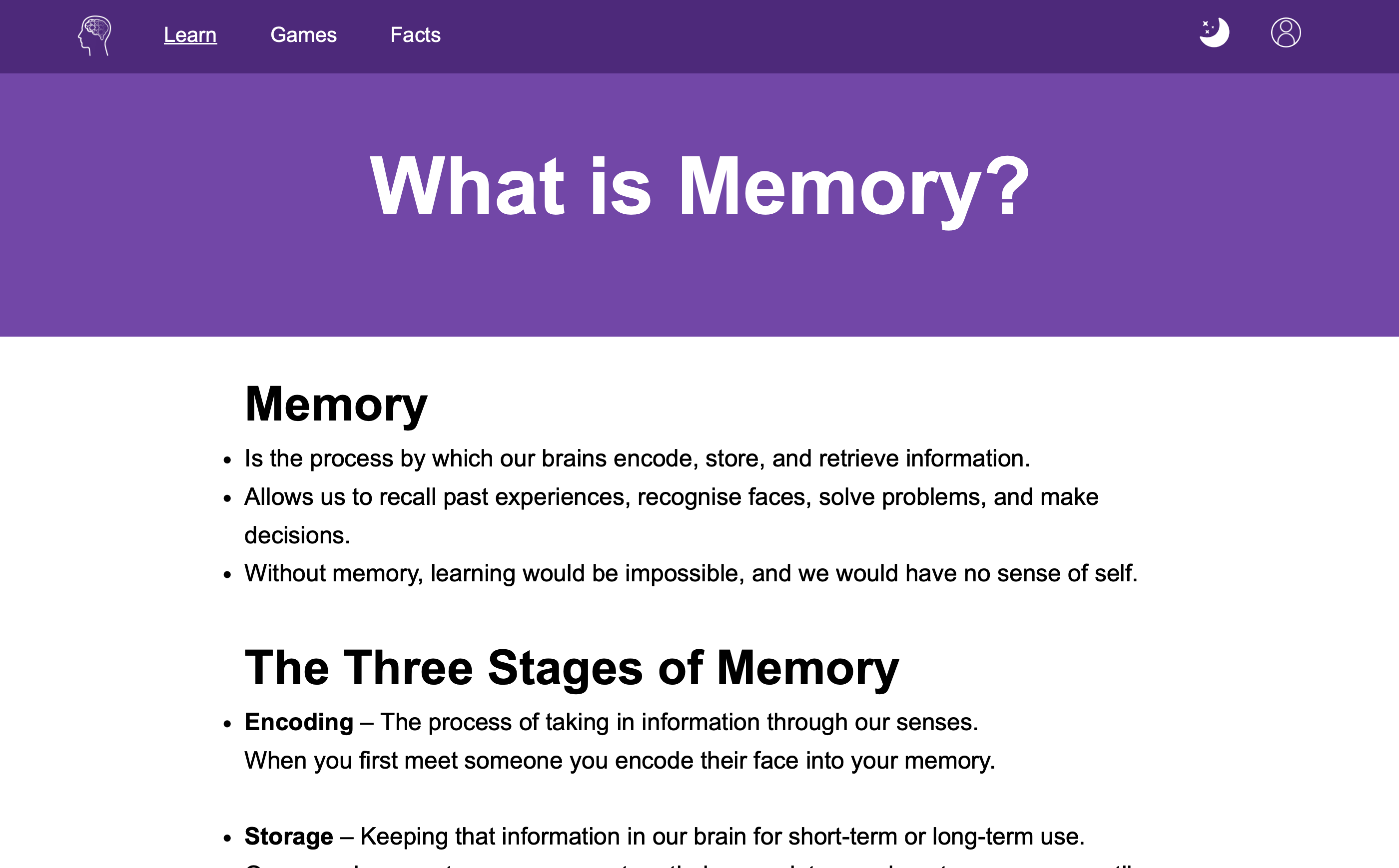 ReMind Learn Page